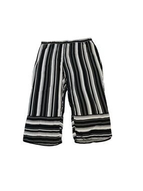 Lili Sport Black & White Striped Wide Leg Pants 3X NWT Elastic Waistband